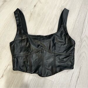 Olivaceous Black Faux Leather Crop Top